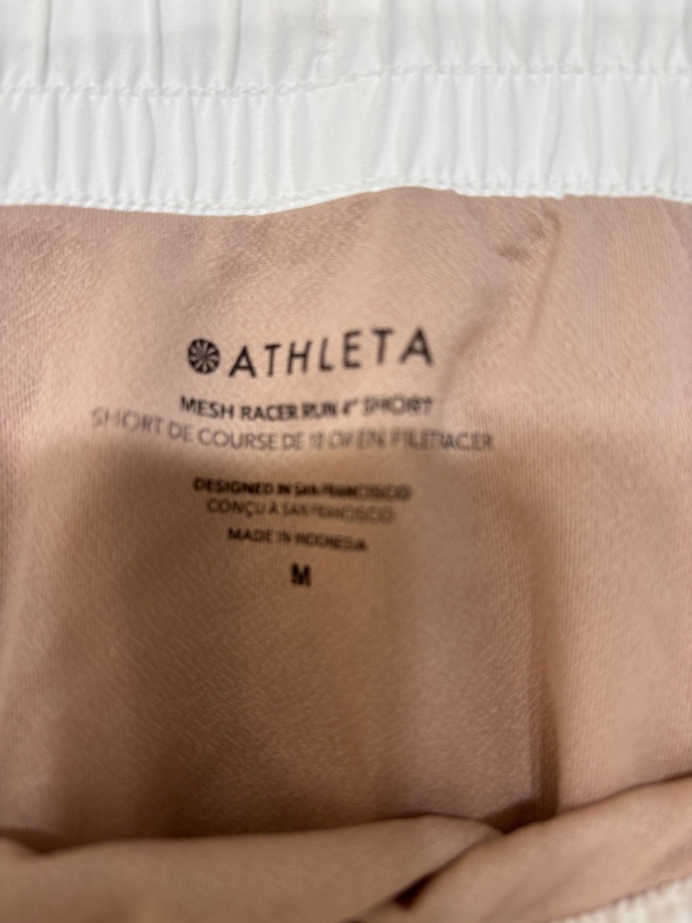 Athleta Mesh Racer Run 4” Shorts White Mid Rise NWT Size Medium - Picture 7 of 9